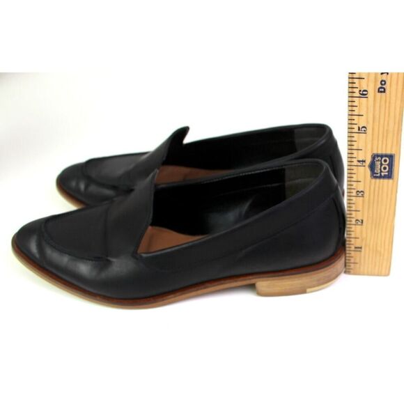 Everlane BLACK GENUINE LEATHER LOW HEEL ALMOND TOE SLIP ON LOAFER SHOES Size 8.5 - Picture 6 of 11